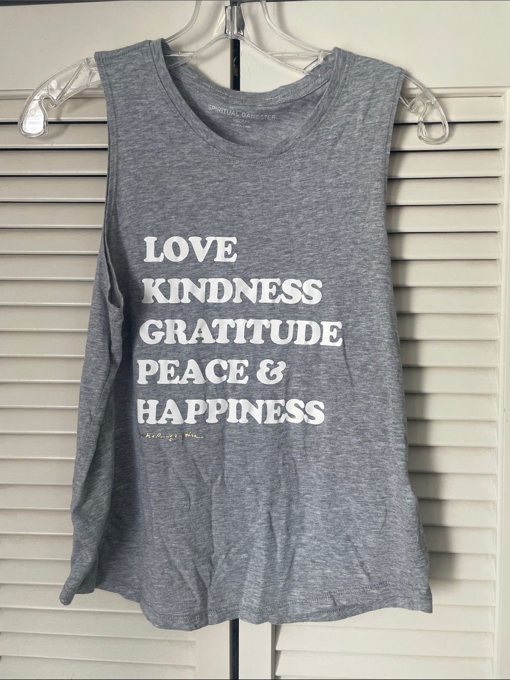 Spiritual Gangster Gray Muscle Tank w/ White Inspirational Graphic Sz M cotton